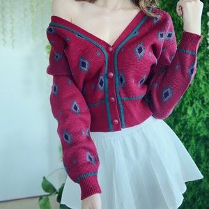 Pendleton | 100% Virgin Wool Cardigan | Green/Red